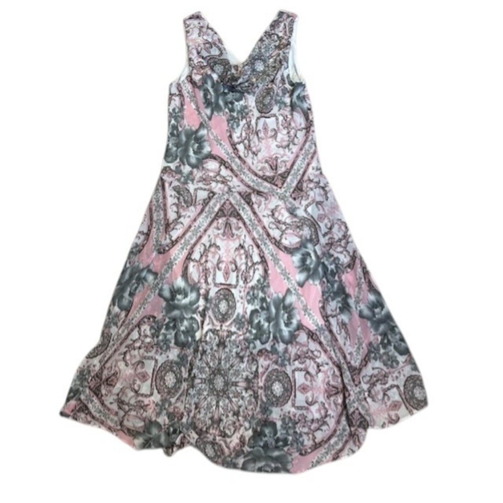 Robbie Bee Pink Floral Paisley Maxi Dress Sleeveless Boho Size 14 - Picture 4 of 12